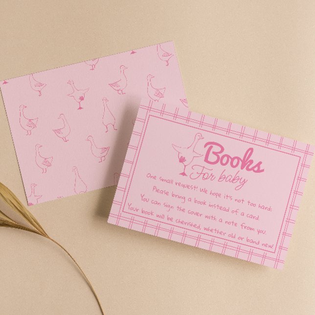 Hand Drawn Silly Goose Baby Girl Fun Book Request Enclosure Card (Creator Uploaded)