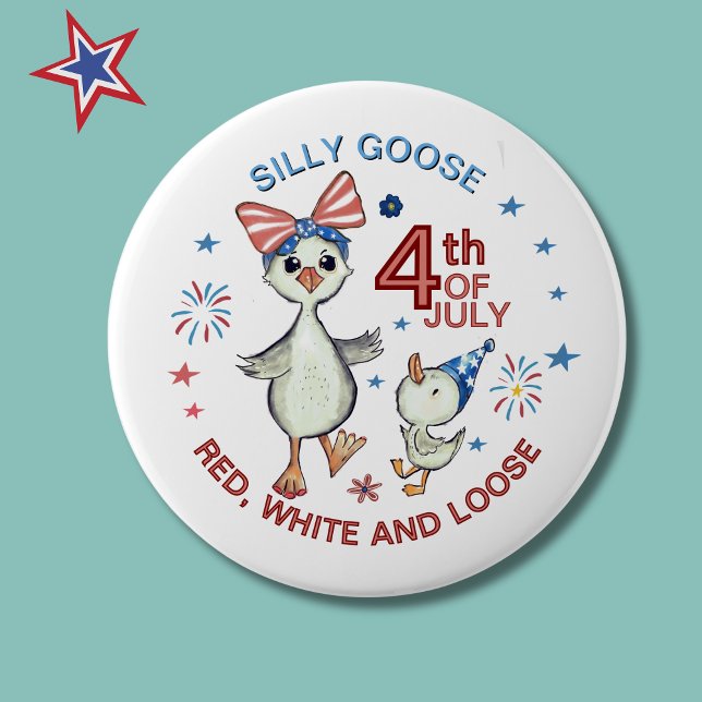 Hand drawn Silly Mama Goose 4th July Button (Hand drawn Silly Mama Goose 4th July Button)
