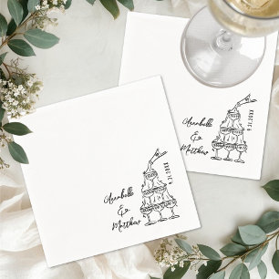 Hand Drawn Simple Cocktail Wedding Napkin