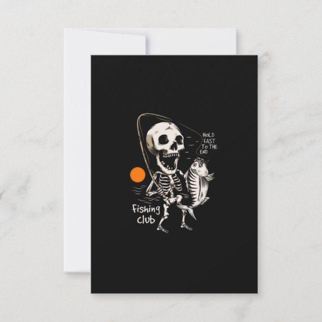 Hand drawn skeleton fishing illustration thank you card (Front)