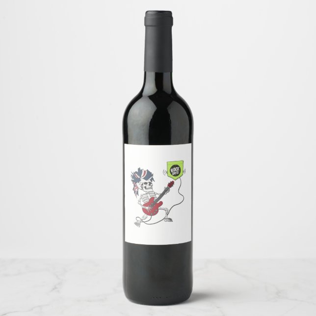 hand drawn skeleton vector design wine label (Front)