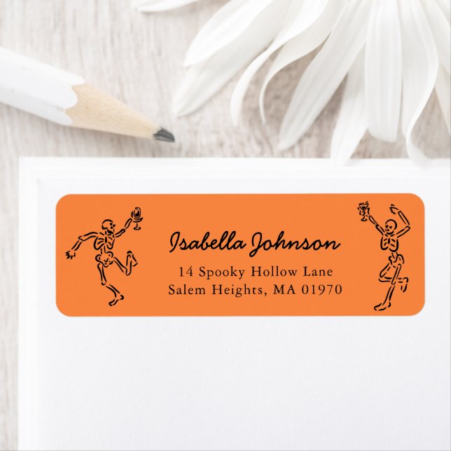 Hand Drawn Skeletons Halloween Return Address (Insitu)