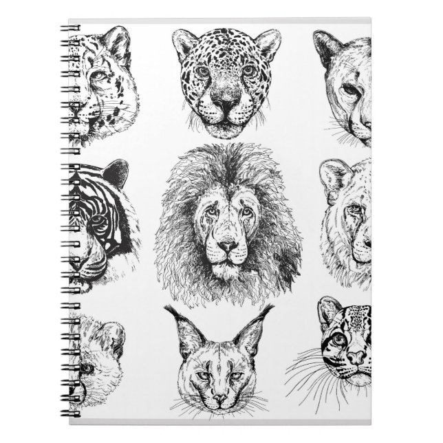 Hand Drawn Sketch Animal Portraits Notebook (Front)
