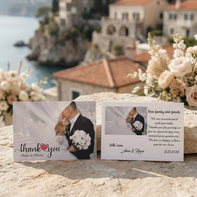 Hand Drawn Sketch Heart Photo Overlay Thank You Card (Creator Uploaded)