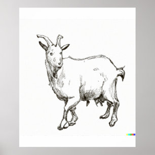 hand drawn sketch of sheep in Ukiyo-E Style art Poster