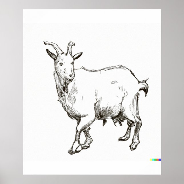 hand drawn sketch of sheep in Ukiyo-E Style art Poster (Front)