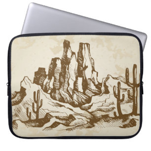 Hand-drawn sketch. Typical landscape desert of Ari Laptop Sleeve