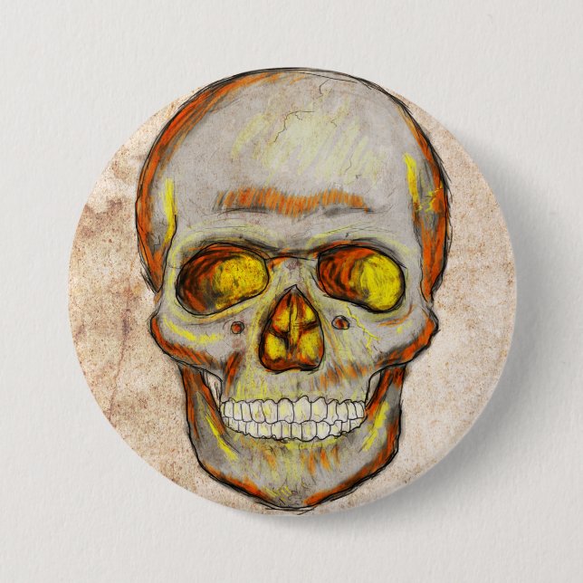 Hand Drawn Skull 7.5 Cm Round Badge (Front)