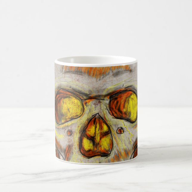 Hand Drawn Skull Coffee Mug (Center)