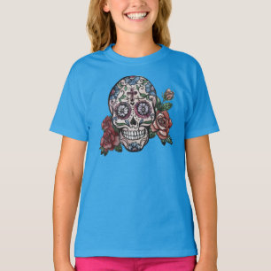 Hand-drawn Skull Dia de los Muertos   Sleeve Shirt