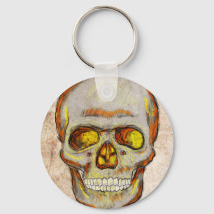 Hand Drawn Skull Key Ring