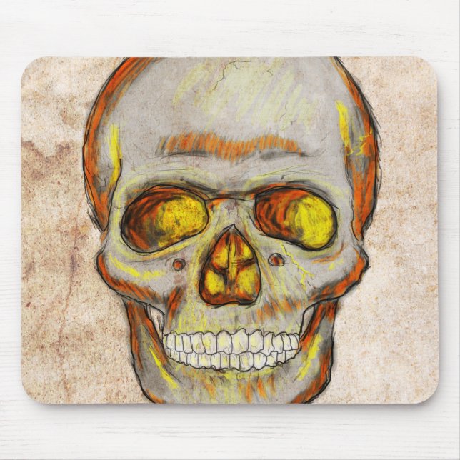 Hand Drawn Skull Mouse Mat (Front)