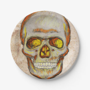 Hand Drawn Skull Paper Plate