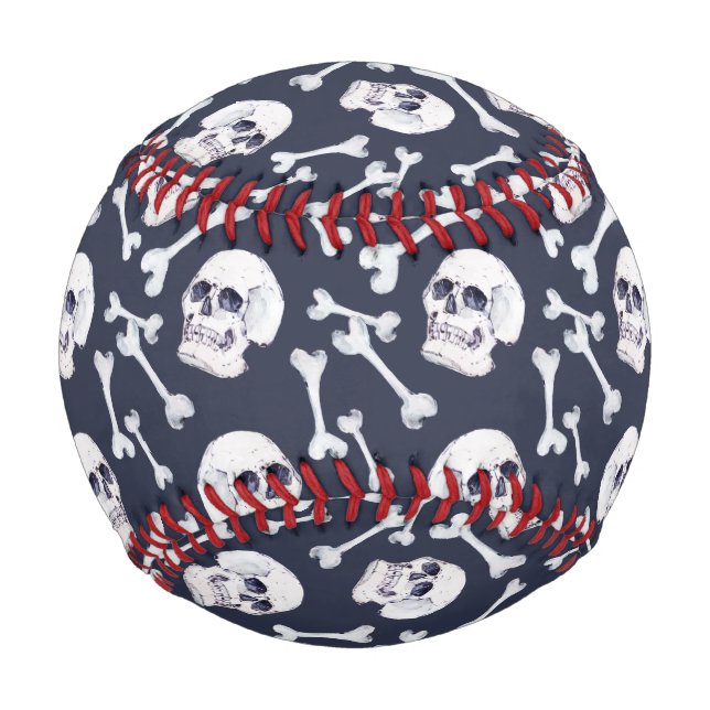 Hand Drawn Skull Pattern Baseball (Front)