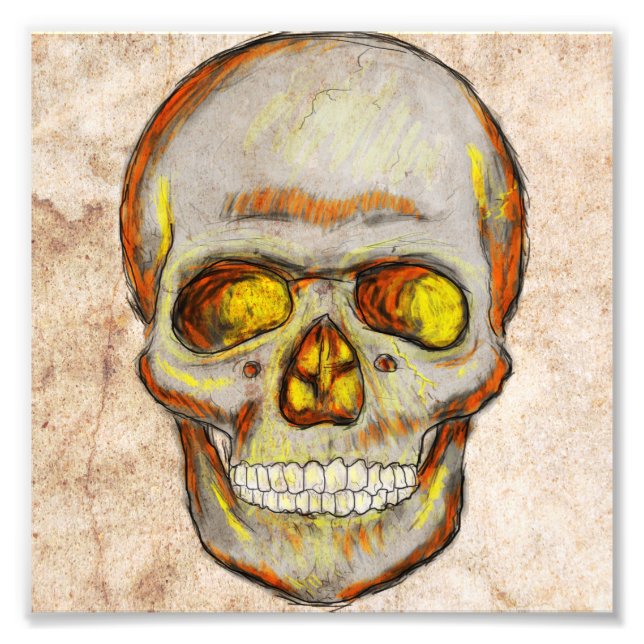 Hand Drawn Skull Photo Print (Front)