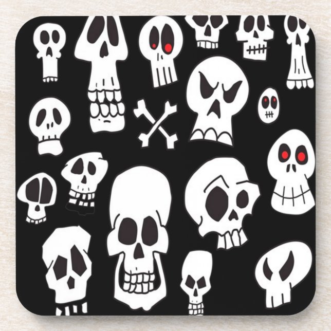 Hand Drawn Skulls Coaster (Front)