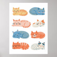 Hand-Drawn Sleepy Cats Clip Art Sheet | Cute Cat
