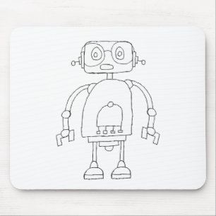 Hand Drawn Smart Simple Robot Drawing Mouse Mat