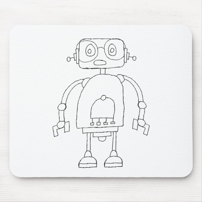 Hand Drawn Smart Simple Robot Drawing Mouse Mat (Front)