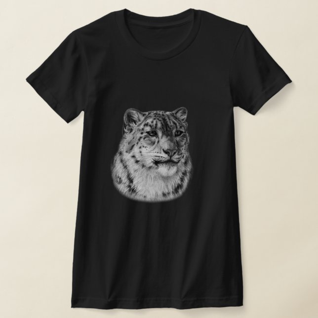 Hand-Drawn Snow Leopard  T-Shirt (Laydown)