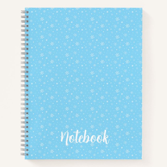 Hand-Drawn Snowflakes Whimsical Winter Light Blue Notebook (Front)