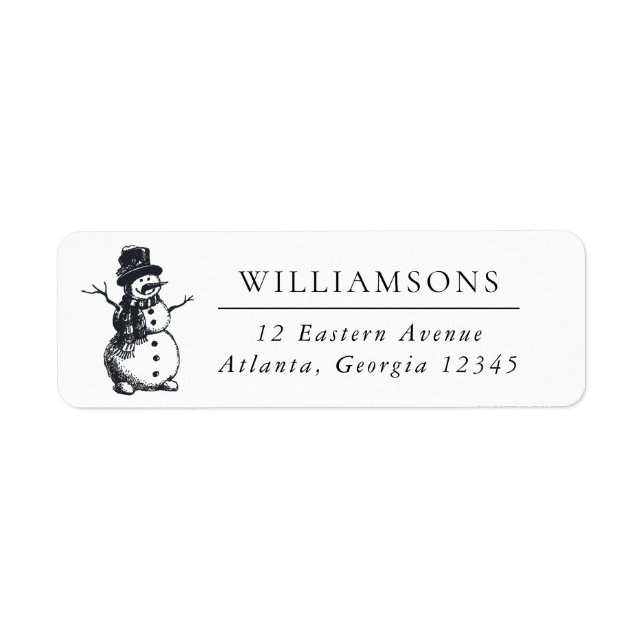 Hand drawn Snowman Holiday Return Address (Front)
