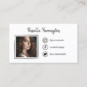 Hand Drawn Social Media Icons Photo Calling Card