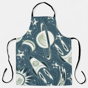 Hand drawn space seamless vintage pattern. Planets Apron