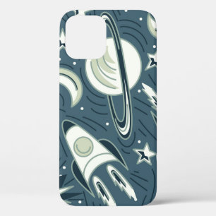Hand drawn space seamless vintage pattern. Planets iPhone 12 Case