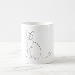 Hand Drawn Sphynx Cat Minimalist Design Coffee Mug