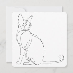 Hand Drawn Sphynx Cat Minimalist Design Invitation