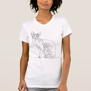 Hand Drawn Sphynx Cat - Minimalist Line Art T-Shirt
