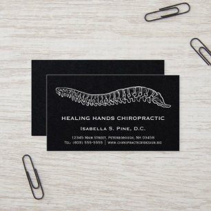 Hand Drawn Spine Logo Office Hours Chiropractor Business Card