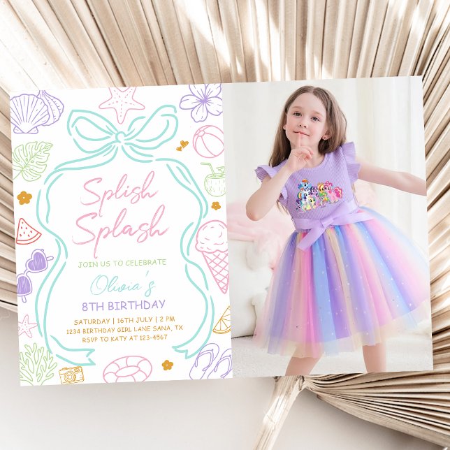 Hand Drawn Splish Splash Summer Birthday Invitation (Creator Uploaded)
