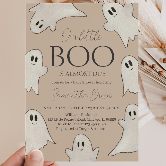 Hand drawn Spooky Ghost Halloween Baby Shower Invitation (Creator Uploaded)
