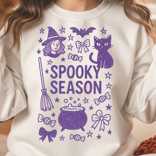 Hand Drawn Spooky Season Doodle Collage Sweatshirt (Spooky Season Hand Drawn Doodle Collage)