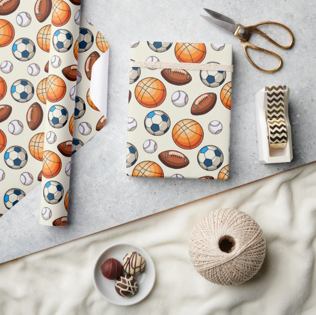 Hand drawn Sports Balls Wrapping Paper (Crafts)