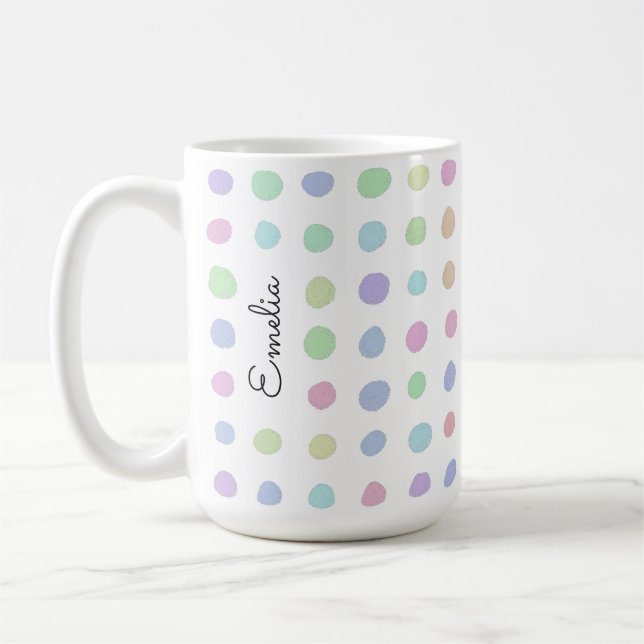 Hand Drawn Spots Personalised Mug (Left)
