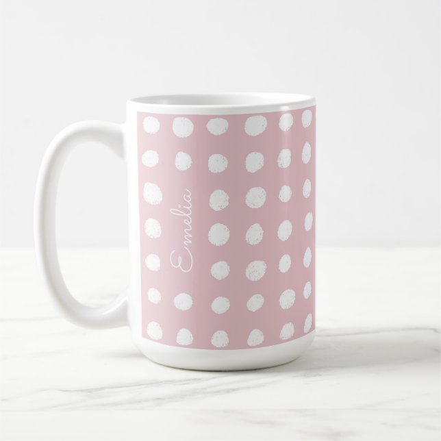 Hand Drawn Spots Personalised Mug (Left)