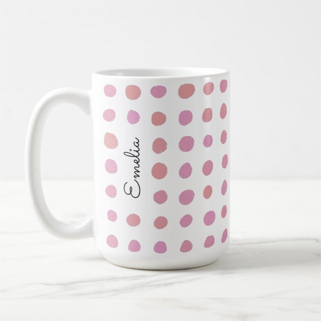 Hand Drawn Spots Personalised Mug (Left)
