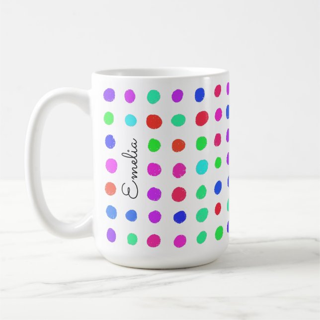 Hand Drawn Spots Personalised Mug (Left)