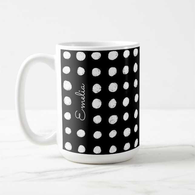 Hand Drawn Spots Personalised Mug (Left)