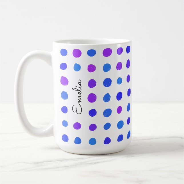 Hand Drawn Spots Personalised Mug (Left)