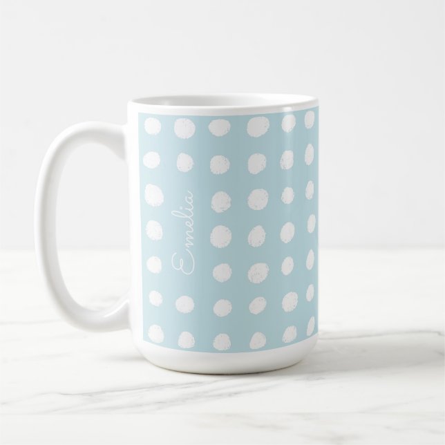 Hand Drawn Spots Personalised Mug (Left)