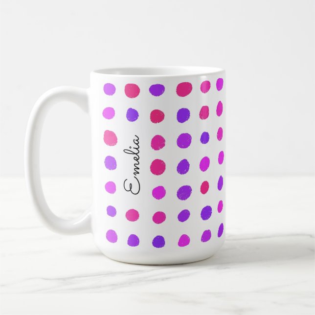 Hand Drawn Spots Personalised Mug (Left)