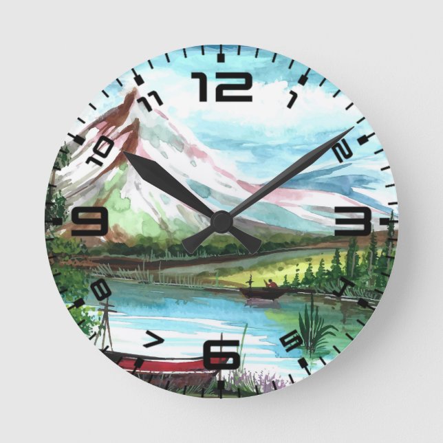 Hand Drawn Spring Landscape Scenery-24531 Round Clock (Front)
