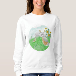 Hand-drawn Springtime Robins and Daffodils Sweatshirt