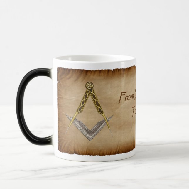 Hand Drawn Square and Compass Magic Mug (Left)