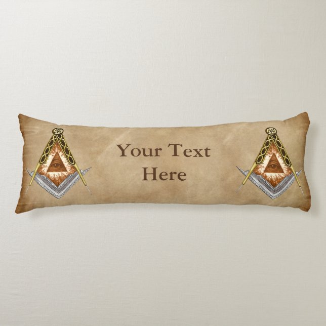 Hand Drawn Square and Compass With All Seeing Eye Body Cushion (Front)