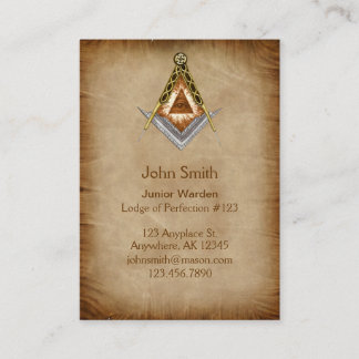 Hand Drawn Square and Compass With All Seeing Eye Business Card